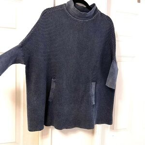 Cullen 100% cotton women’s heather blue poncho sweater